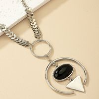 Hip-hop Retro Cool Style Triangle Round Oval Alloy Plating Women's Pendant Necklace main image 5