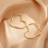 1 Pair Vintage Style Lady Geometric Heart Shape Plating Alloy Gold Plated Earrings main image 6
