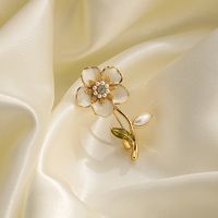Vintage Style Roman Style Flower Copper Plating Inlay Pearl Women's Brooches 1 Piece main image 1