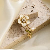 Vintage Style Roman Style Flower Copper Plating Inlay Pearl Women's Brooches 1 Piece main image 3