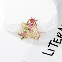 Lady Vacation Sweet Flower Basket Alloy Inlay Rhinestones Women's Brooches main image 3