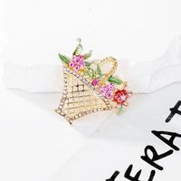 Lady Vacation Sweet Flower Basket Alloy Inlay Rhinestones Women's Brooches main image 2