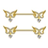 Streetwear Geometric Stainless Steel Alloy Copper Inlay Zircon Gold Plated Nipple Ring main image 1
