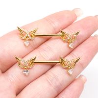 Streetwear Geometric Stainless Steel Alloy Copper Inlay Zircon Gold Plated Nipple Ring main image 3