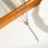 Elegant Classical Cross Virgin Mary Stainless Steel 18k Gold Plated Necklace main image 2