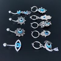 Hip-hop Exaggerated Rock Devil's Eye Palm Owl Copper Epoxy Plating Inlay Rhinestones White Gold Plated Belly Ring Nose Ring main image 3