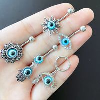 Hip-hop Exaggerated Rock Devil's Eye Palm Owl Copper Epoxy Plating Inlay Rhinestones White Gold Plated Belly Ring Nose Ring main image 2