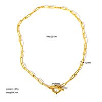 201 Stainless Steel 18K Gold Plated Nordic Style Basic Classic Style Plating Geometric Necklace sku image 1
