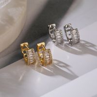 1 Piece Basic Simple Style Geometric Plating Inlay Copper Zircon 18k Gold Plated Hoop Earrings main image 4