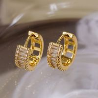 1 Piece Basic Simple Style Geometric Plating Inlay Copper Zircon 18k Gold Plated Hoop Earrings main image 3