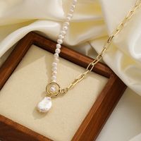 Elegant Lady Geometric Freshwater Pearl Copper Plating 18k Gold Plated Necklace main image 3