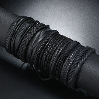 Commute Solid Color Pu Leather Braid Men's Bracelets main image 1