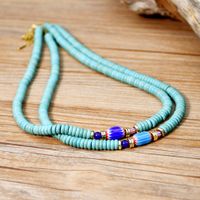Casual Ethnic Style Geometric Turquoise Beaded Gold Plated Necklace main image 6