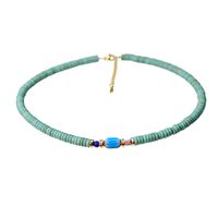 Casual Ethnic Style Geometric Turquoise Beaded Gold Plated Necklace sku image 2