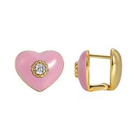 1 Pair Simple Style Heart Shape Enamel Plating Copper 18k Gold Plated Ear Studs sku image 2