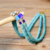 Casual Ethnic Style Geometric Turquoise Beaded Gold Plated Necklace main image 4