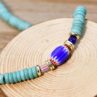 Casual Ethnic Style Geometric Turquoise Beaded Gold Plated Necklace main image 3