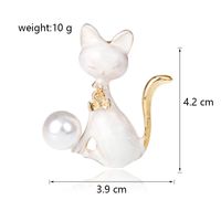 Cute Cat Alloy Inlay Artificial Pearls Unisex Brooches main image 5