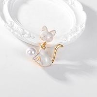Cute Cat Alloy Inlay Artificial Pearls Unisex Brooches main image 2