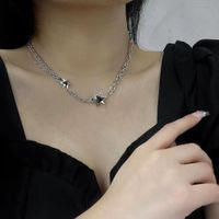 Fashion Heart Shape Butterfly Alloy Pearl Plating Women's Layered Necklaces Pendant Necklace 1 Piece sku image 30