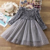 Princesa Lindo Color Sólido Lentejuelas Poliéster Vestidos Para Niñas sku image 2