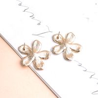 1 Pair Ig Style Petal Plating Inlay Alloy Rhinestones Gold Plated Ear Studs main image 3