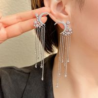 1 Pair Luxurious Star Moon Plating Inlay Copper Zircon Silver Plated Earrings main image 1