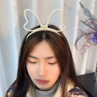 Women's Casual Cute Antlers Imitation Pearl Beaded Hair Band main image 4