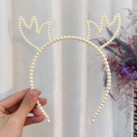 Women's Casual Cute Antlers Imitation Pearl Beaded Hair Band sku image 1
