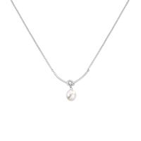 French Style Geometric Sterling Silver Plating Inlay Freshwater Pearl Pendant Necklace sku image 3