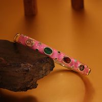 Casual Commute Colorful Spot Brass Enamel Plating Inlay Zircon 14k Gold Plated Bangle main image 3