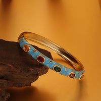 Casual Commute Colorful Spot Brass Enamel Plating Inlay Zircon 14k Gold Plated Bangle main image 4