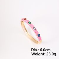 Casual Commute Colorful Spot Brass Enamel Plating Inlay Zircon 14k Gold Plated Bangle main image 2