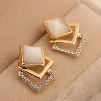 1 Pair Simple Style Square Inlay Alloy Gold Plated Ear Studs main image 4