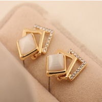 1 Pair Simple Style Square Inlay Alloy Gold Plated Ear Studs main image 5