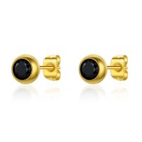 1 Pair Casual Cute Simple Style Solid Color Plating Inlay Stainless Steel Titanium Steel Zircon Gold Plated Ear Studs main image 6