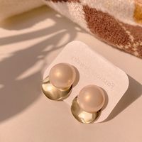 Elegant Round Mixed Materials Plating Inlay Artificial Pearls Women's Earrings sku image 2