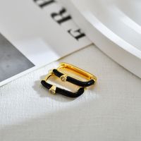 1 Pair Elegant Sweet Color Block Enamel Inlay Copper Zircon Hoop Earrings sku image 2