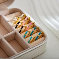 1 Pair Elegant Sweet Color Block Enamel Inlay Copper Zircon Hoop Earrings main image 7