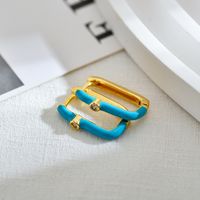 1 Pair Elegant Sweet Color Block Enamel Inlay Copper Zircon Hoop Earrings sku image 3
