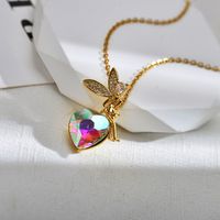 Fairy Style Cartoon Character Heart Shape Titanium Steel Copper Inlay Zircon Pendant Necklace sku image 1