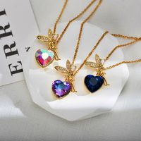 Fairy Style Cartoon Character Heart Shape Titanium Steel Copper Inlay Zircon Pendant Necklace main image 8