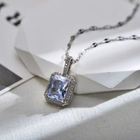 Elegant Luxurious Square Copper Inlay Carving Zircon Earrings Necklace main image 5