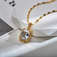 Elegant Luxurious Square Copper Inlay Carving Zircon Earrings Necklace main image 8