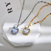 Elegant Luxurious Square Copper Inlay Carving Zircon Earrings Necklace main image 6
