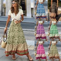 Summer Vacation Printing Polyester Maxi Long Dress Skirts main image 1