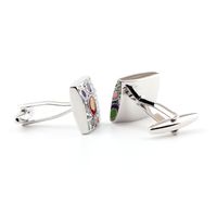 Vintage Style Square Copper Enamel Plating Unisex Cufflinks main image 3