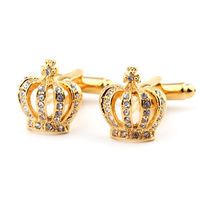 Glam Crown Copper Plating Inlay Artificial Crystal Unisex Cufflinks main image 3