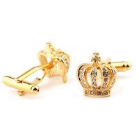 Glam Crown Copper Plating Inlay Artificial Crystal Unisex Cufflinks main image 4