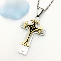 Original Design Cross Titanium Steel Plating Men's Pendant Necklace main image 4